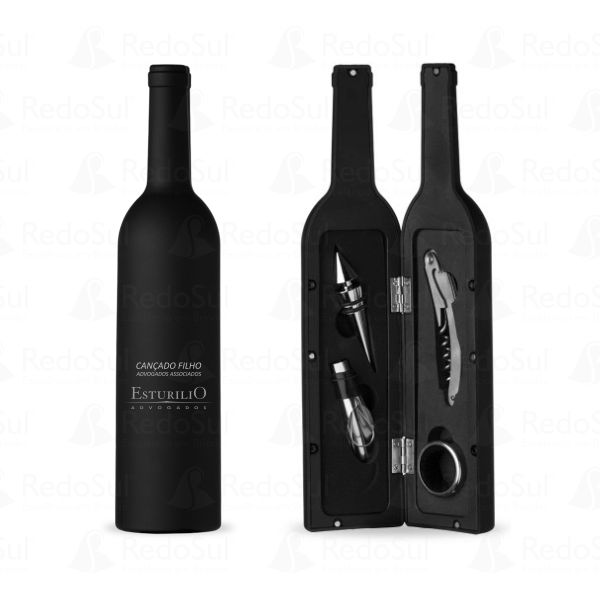 RD 12384-Kit Vinho Personalizado Formato Garrafa com 4 Peças
